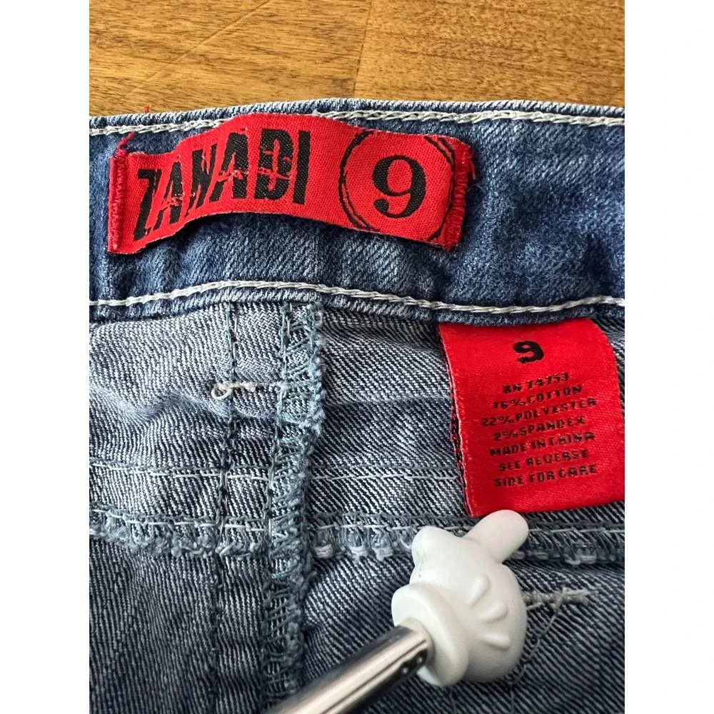Zanadi Jeans Womens 9 Skinny Blue Embroidered Rhinestone Pockets Low Rise Good